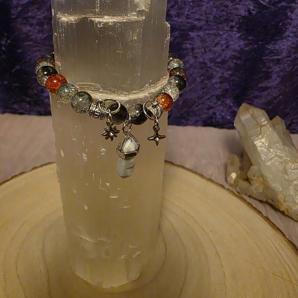 Elegant Charm Bracelet with Red and Silver Accents